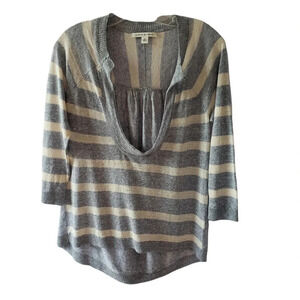 Banana Republic women striped nautical blouse size S gray& beige